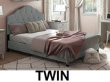 ACH Bedroom Scalloped Tufted Twin Upholstered Bed in Mist Gray